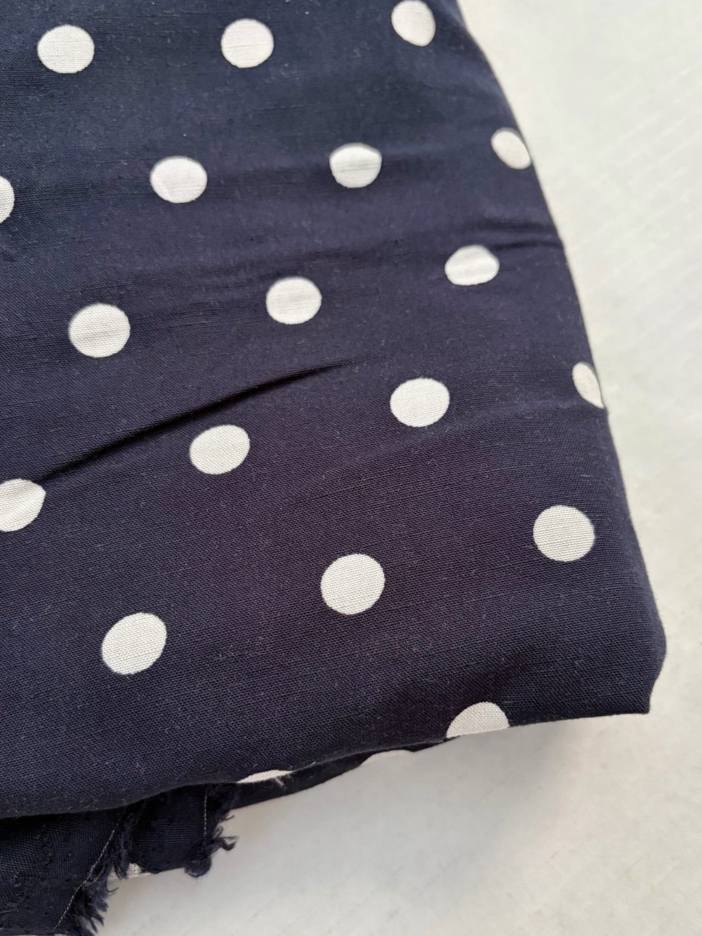 Navy blue polka dot fabric, 3 yards